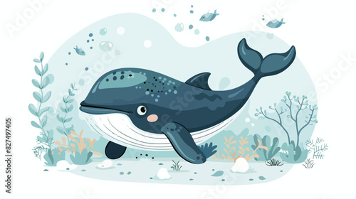 Cute whale for poster greeting birthday card and part