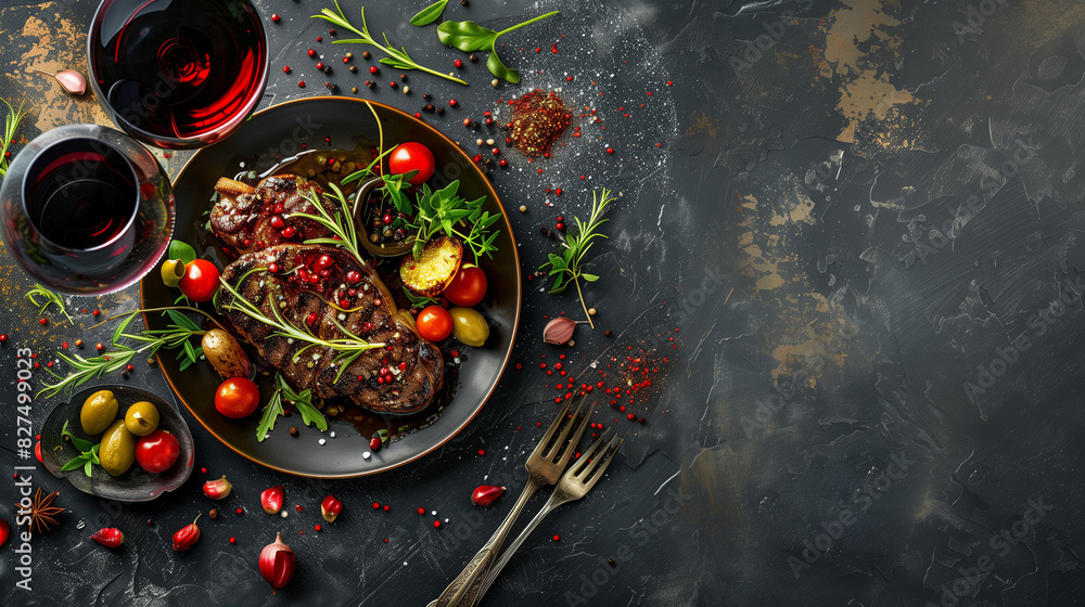 Grilled ribbeye beef with red wine herbs and spices - Gegrilltes Ribeye-Rindfleisch mit Rotweinkräutern und Gewürzen Grilled ribbeye beef with red wine herbs and spices - Gegrilltes Ribeye-Rindfleisch mit Rotweinkräutern und Gewürzen