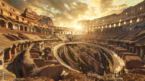 realistic painting of an ancient amphitheater