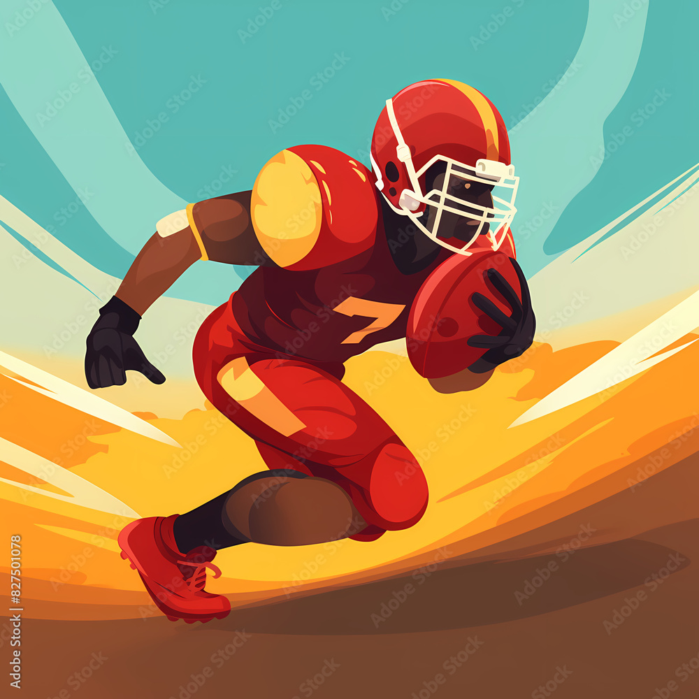 American Football Player with Ball in field,Cartoon quarterback picture,vector illustration cartoon. American Football Player with Ball in field,Cartoon quarterback picture,vector illustration cartoon.