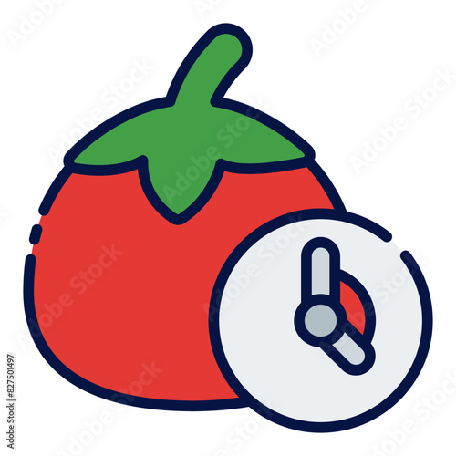 Pomodoro filled line icon photo