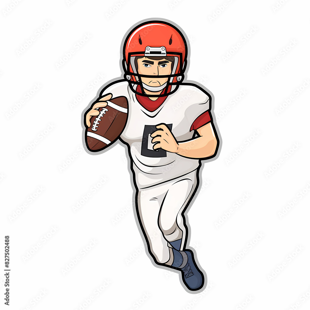 American Football Player with Ball in field,Cartoon quarterback picture,vector illustration cartoon. American Football Player with Ball in field,Cartoon quarterback picture,vector illustration cartoon.