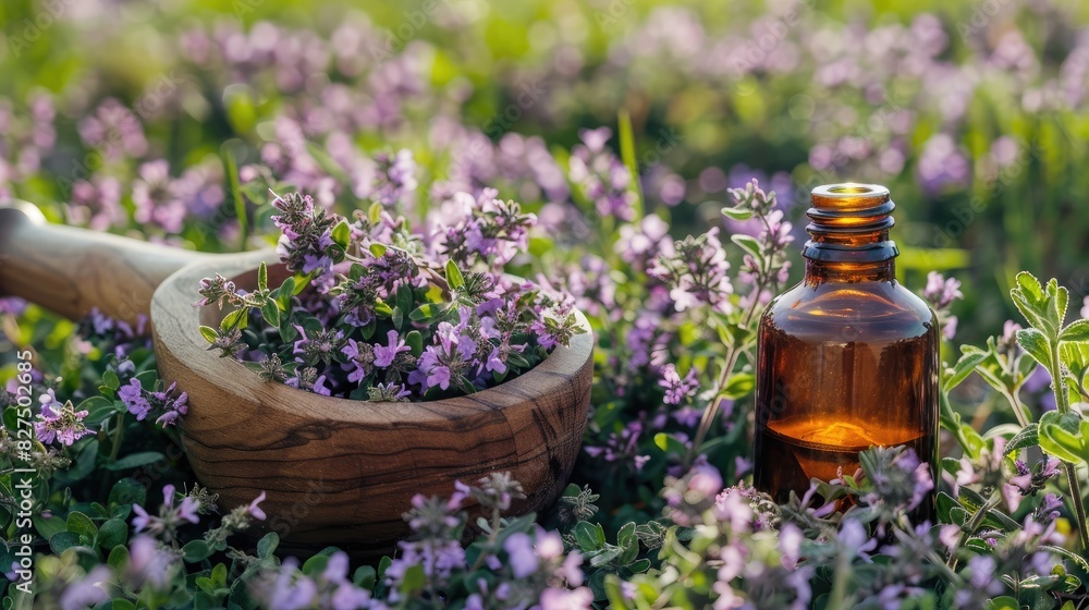 cumin essential oil and mortar. Selective focus cumin essential oil and mortar. Selective focus