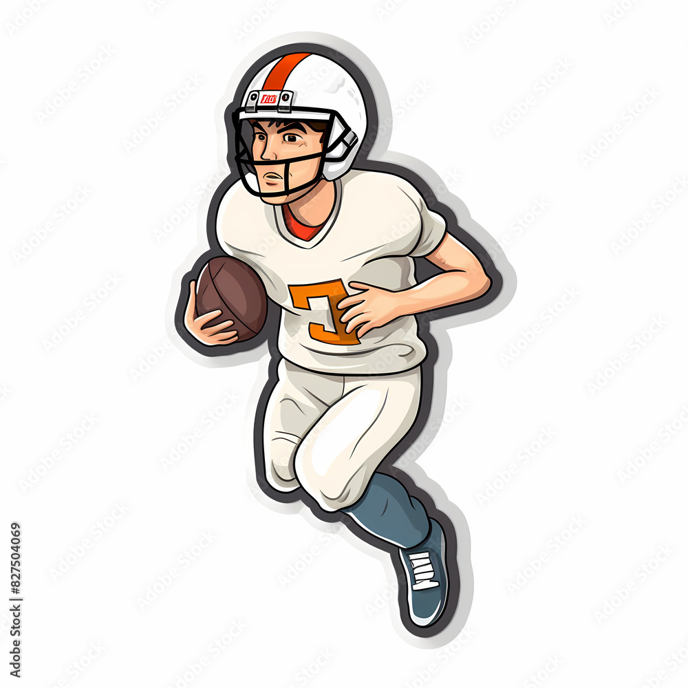 American Football Player with Ball in field,Cartoon quarterback picture,vector illustration cartoon. American Football Player with Ball in field,Cartoon quarterback picture,vector illustration cartoon.