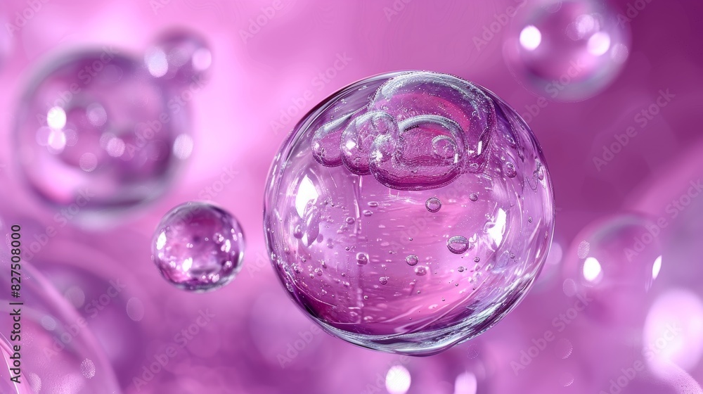 Floating Transparent Bubbles on Purple Abstract Background Floating Transparent Bubbles on Purple Abstract Background