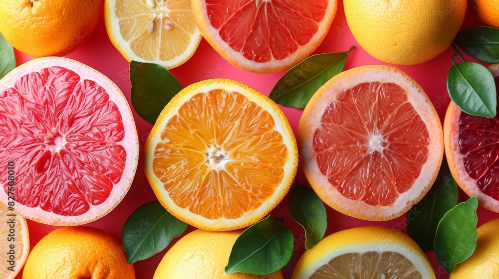 Vibrant citrus fruits arranged with space for healthy eating messages on a bright background Vibrant citrus fruits arranged with space for healthy eating messages on a bright background