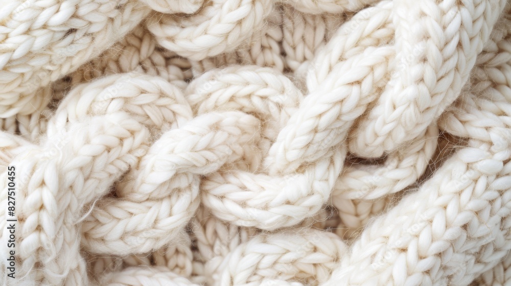 Close-Up of Textured Knit Wool Fabric in Cream for Cozy Winter Materials and Handmade Textile Design Close-Up of Textured Knit Wool Fabric in Cream for Cozy Winter Materials and Handmade Textile Design