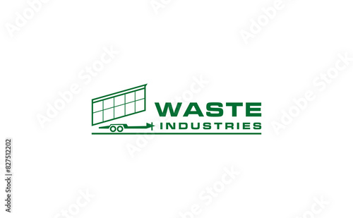 Dumpster truck waste  junk removal solution services logo design template