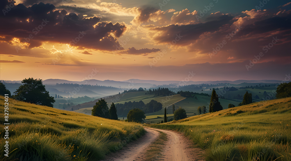 Obraz premium Landscape Background With Romantic Theme