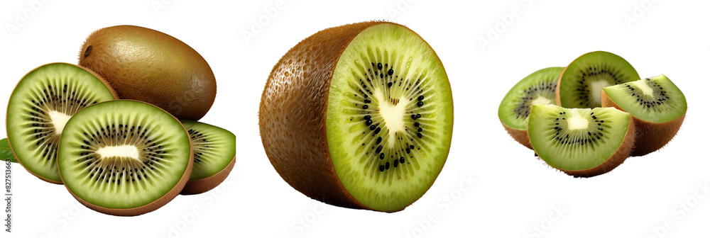 Fototapeta premium sliced kiwi isolated on transparent background