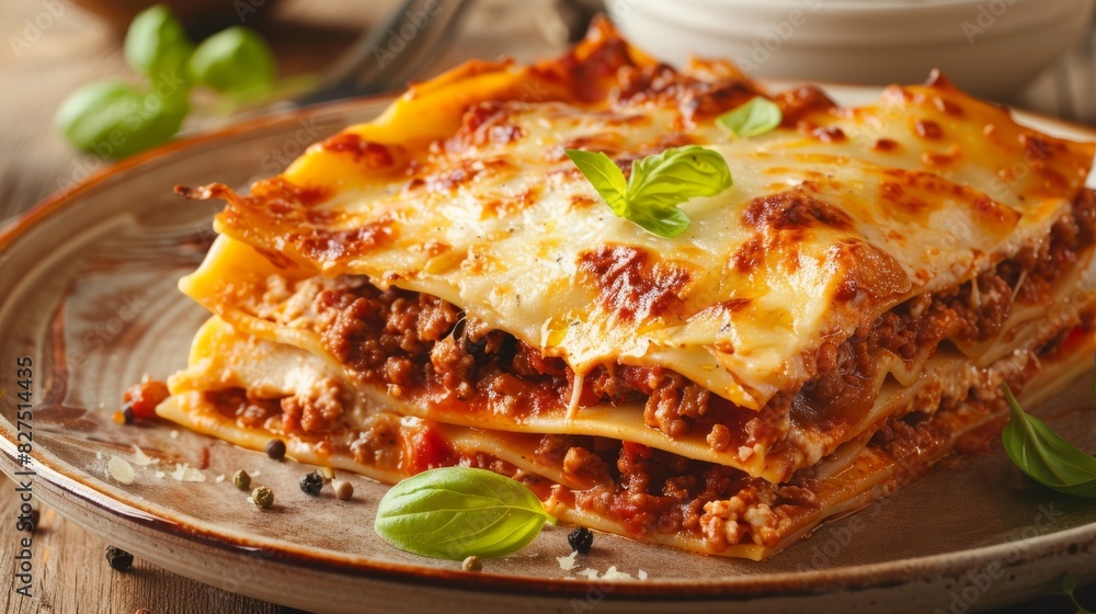 Delicious lasagna with meat sauce and cheese on dark background, hd photography of food, delicious bolognese pasta in the style of seihebricommerce stock photo contest winner. High quality photo Delicious lasagna with meat sauce and cheese on dark background, hd photography of food, delicious bolognese pasta in the style of seihebricommerce stock photo contest winner. High quality photo