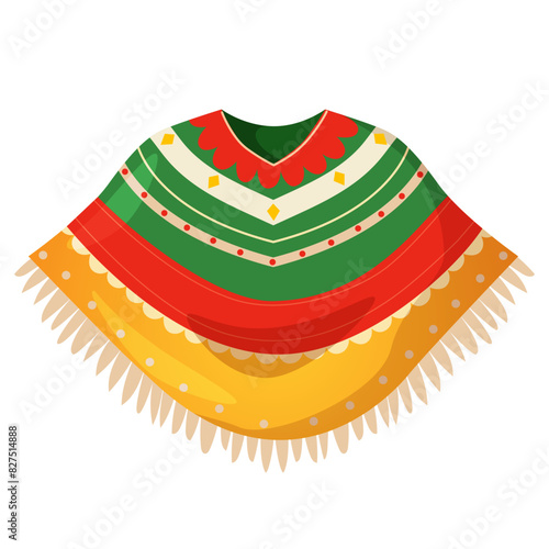 Mexican traditional clothes poncho isolated on white background.
