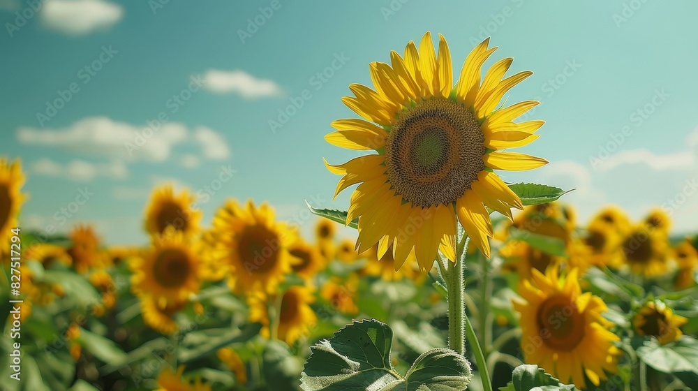 Blooming Beauty: Vibrant Sunflower Field Under Azure Skies Blooming Beauty: Vibrant Sunflower Field Under Azure Skies