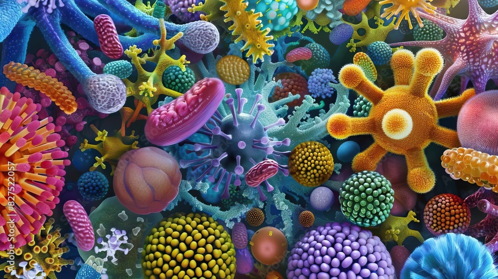 Highresolution illustration of diverse microscopic organisms Highresolution illustration of diverse microscopic organisms