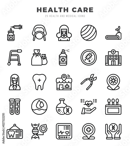 HEALTH CARE. Lineal icons Pack. vector illustration.