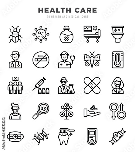 HEALTH CARE Lineal icons. Vector Lineal illustration.