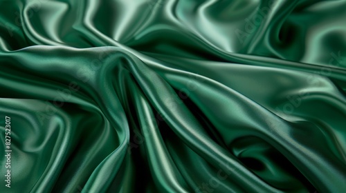 Luxurious Green Satin Fabric Drapes, Perfect for Fashion and Home Decor Design