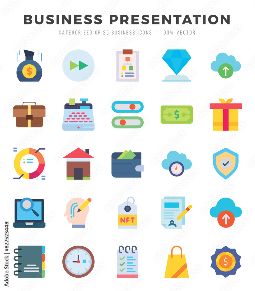 Business Presentation Flat icons. Vector Flat illustration. Business Presentation Flat icons. Vector Flat illustration.