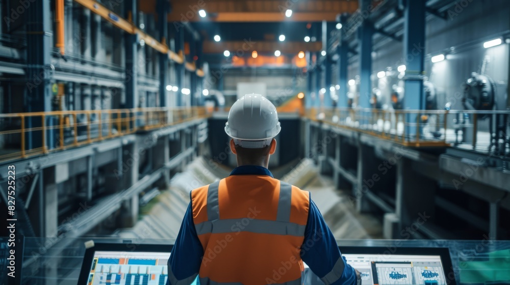 Dedicated Engineer Monitoring Efficiency at Hydroelectric Power Plant Dedicated Engineer Monitoring Efficiency at Hydroelectric Power Plant