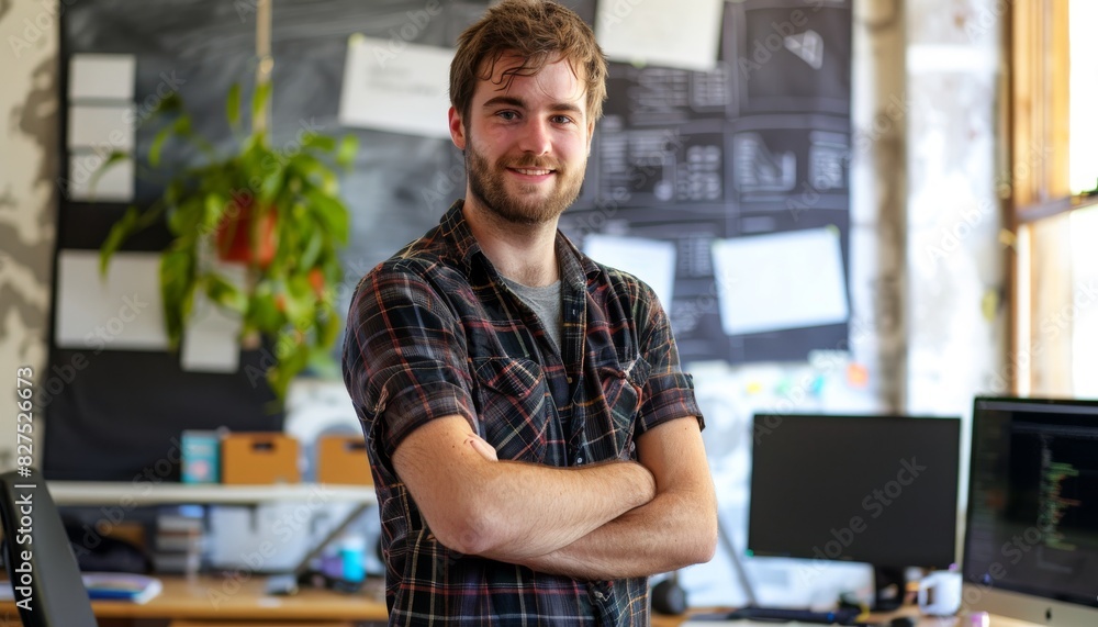 Fototapeta premium Innovating the Future: Software Engineer in a Tech Startup Crafting Cutting-Edge Solutions