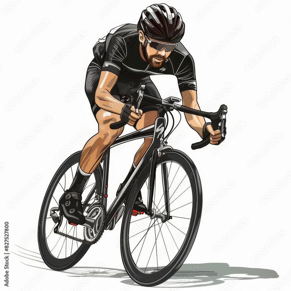 Racing cyclist in action set. Fast road biker from side, front, back and three quarter view. Editable vector illustration. Racing cyclist in action set. Fast road biker from side, front, back and three quarter view. Editable vector illustration.