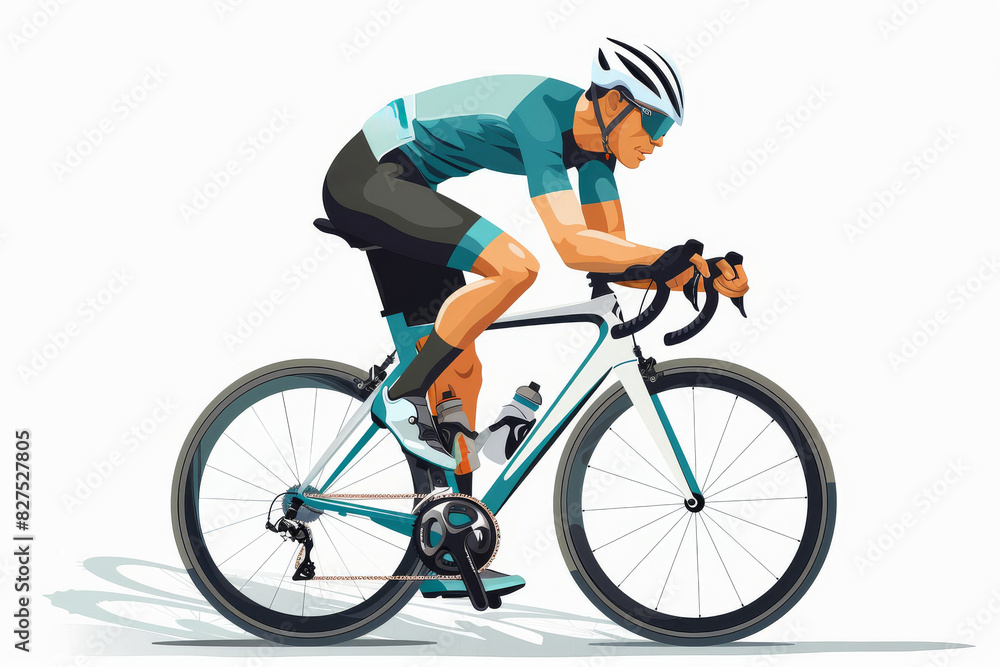 Racing cyclist in action set. Fast road biker from side, front, back and three quarter view. Editable vector illustration. Racing cyclist in action set. Fast road biker from side, front, back and three quarter view. Editable vector illustration.