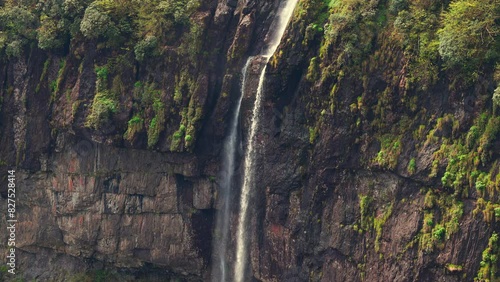 Mountain waterfall, Wawushan National Forest Park, Meishan city, Sichuan province, China photo