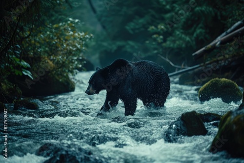 Majestic Black Bear Hunting in Forest River