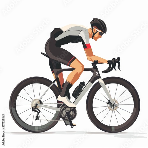 Racing cyclist in action set. Fast road biker from side, front, back and three quarter view. Sports Banner Design. Editable vector illustration.