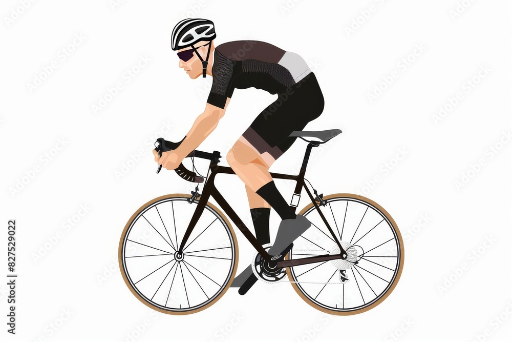 Racing cyclist in action set. Fast road biker from side, front, back and three quarter view. Sports Banner Design. Editable vector illustration.