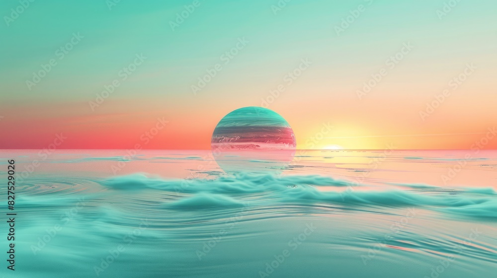 Abstract art depicting a sunset reflecting on calm ocean waters Abstract art depicting a sunset reflecting on calm ocean waters