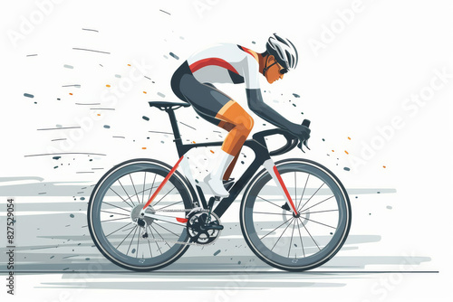 Racing cyclist in action set. Fast road biker from side, front, back and three quarter view. Sports Banner Design. Editable vector illustration. photo