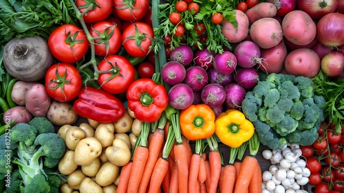 Diverse Assortment of Fresh Organic Vegetables and Produce on Display