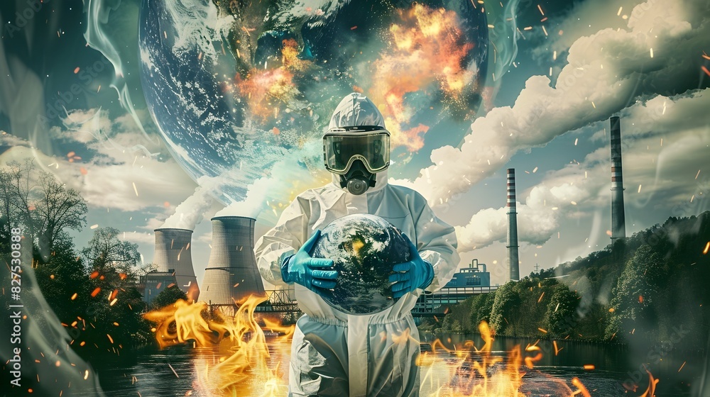 Fototapeta premium Dystopian Ecological Crisis Digital of Global Environmental Disaster and Future Challenges