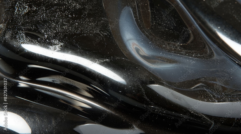 Reflective Black and Silver Polished Stone with Smooth Texture - Perfect for Design, Poster, Card, and Print Projects