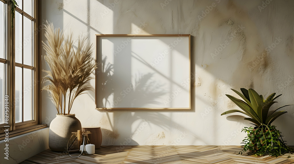 High Res Landscape Frame Mockup on Neutral Wall Unique Design for Art Displays High Res Landscape Frame Mockup on Neutral Wall Unique Design for Art Displays