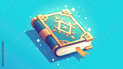 Create a captivating cartoon 2d icon logo featuring a charming representation of the holy Qur an with a simple yet powerful concept photo