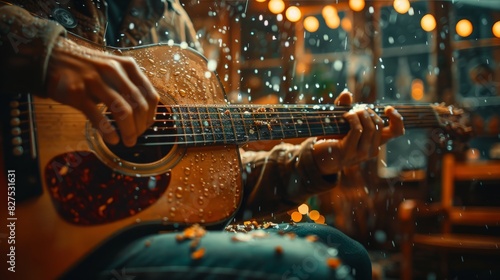 The hands playing the Guitar belong to a man.