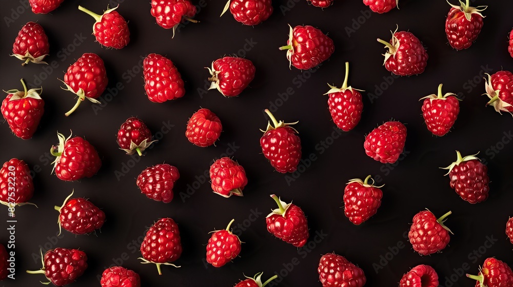 raspberry pattern on a black background raspberry pattern on a black background
