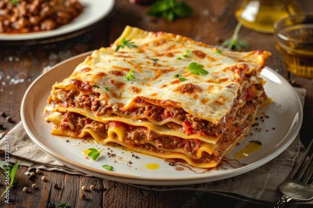 Delicious lasagna with meat sauce and cheese on dark background, hd photography of food, delicious bolognese pasta in the style of seihebricommerce stock photo contest winner. High quality photo Delicious lasagna with meat sauce and cheese on dark background, hd photography of food, delicious bolognese pasta in the style of seihebricommerce stock photo contest winner. High quality photo