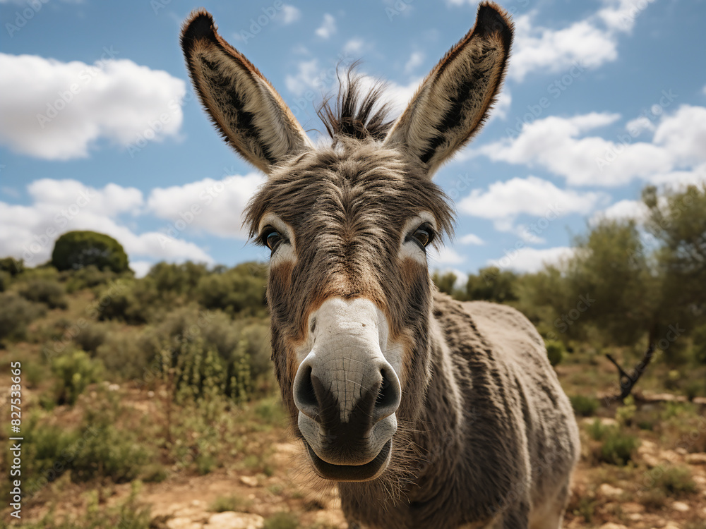 In a breathtaking moment, a donkey's majestic beauty shines in its natural habitat In a breathtaking moment, a donkey's majestic beauty shines in its natural habitat