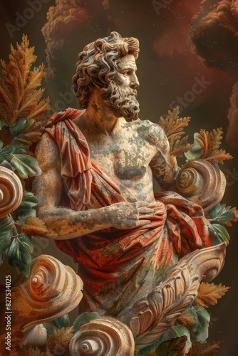 Abstract Ancient Mythology Stoic Figure Portraying the Stoicism Existence with Stoical Expressionism And Timeless Power