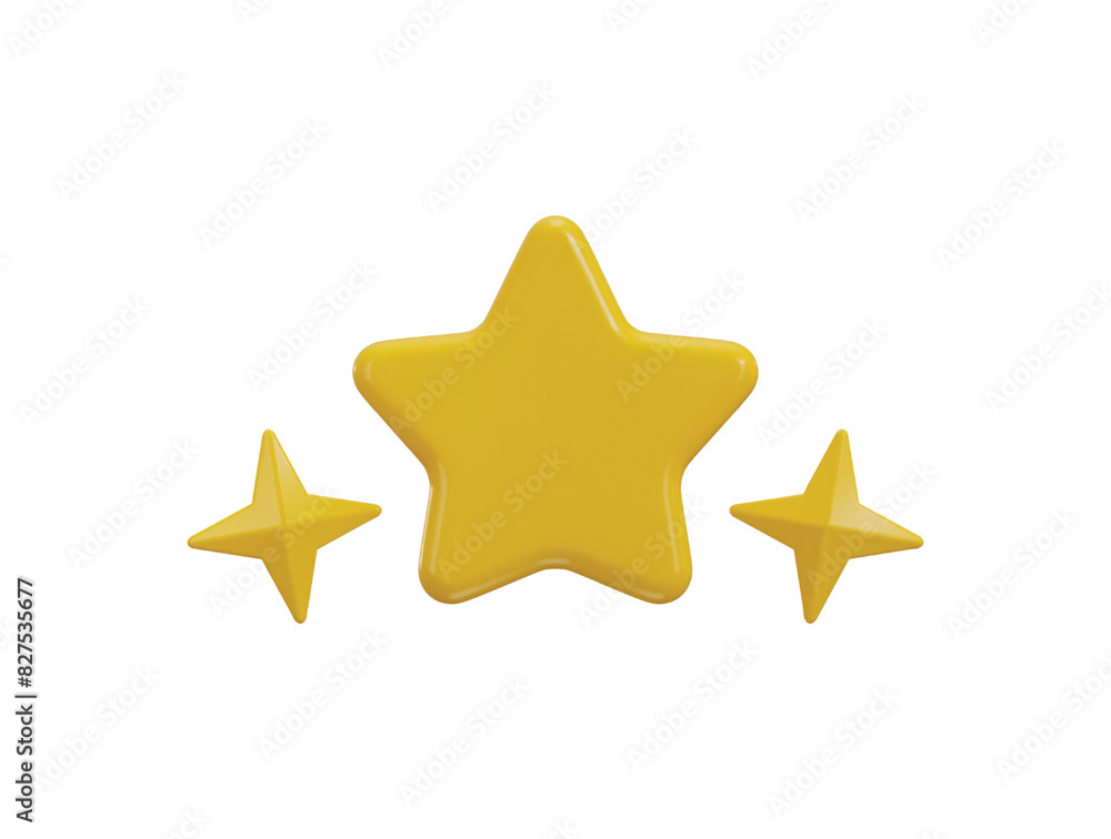 Three shine stars icon 3d rendering vector illustration Three shine stars icon 3d rendering vector illustration