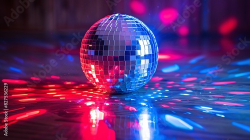 Disco Ball Magic  Glowing Sphere Lights Up the Night - Ideal Party Background with Room for Text