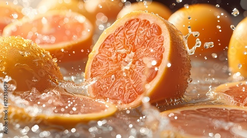 a refreshing grapefruit juice splash on a pure white background