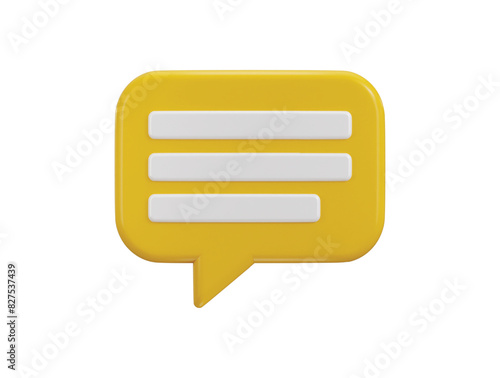 Chat message on speech bubble icon 3d rendering vector illustration