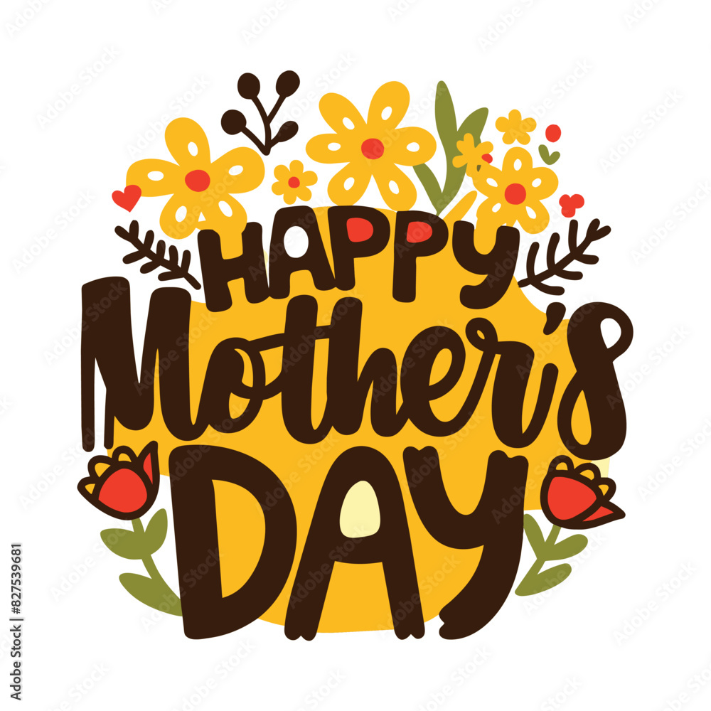 Fototapeta premium Happy Mother's Day Greeting with Floral Design