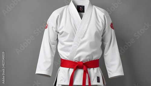 a white karate suit with red belt