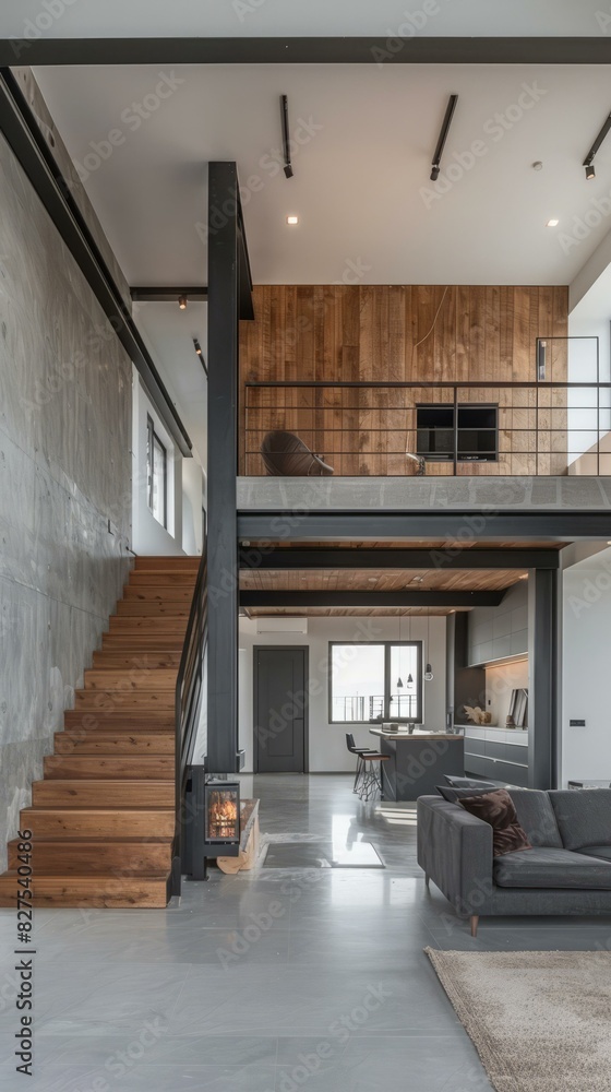 Modern industrial style house interior design