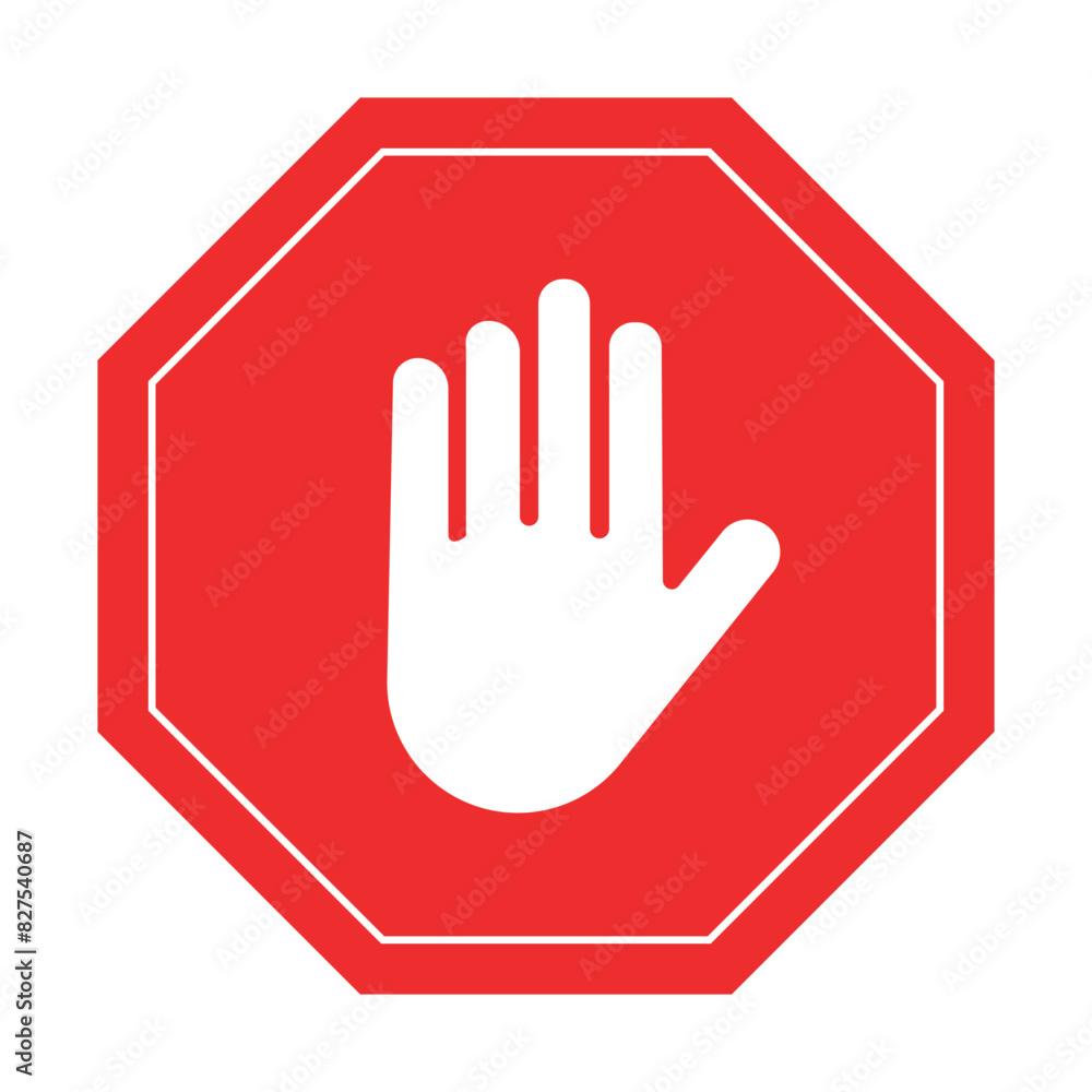 Stop hand sign red icon. Vector illustration isolated. Stop hand sign red icon. Vector illustration isolated.